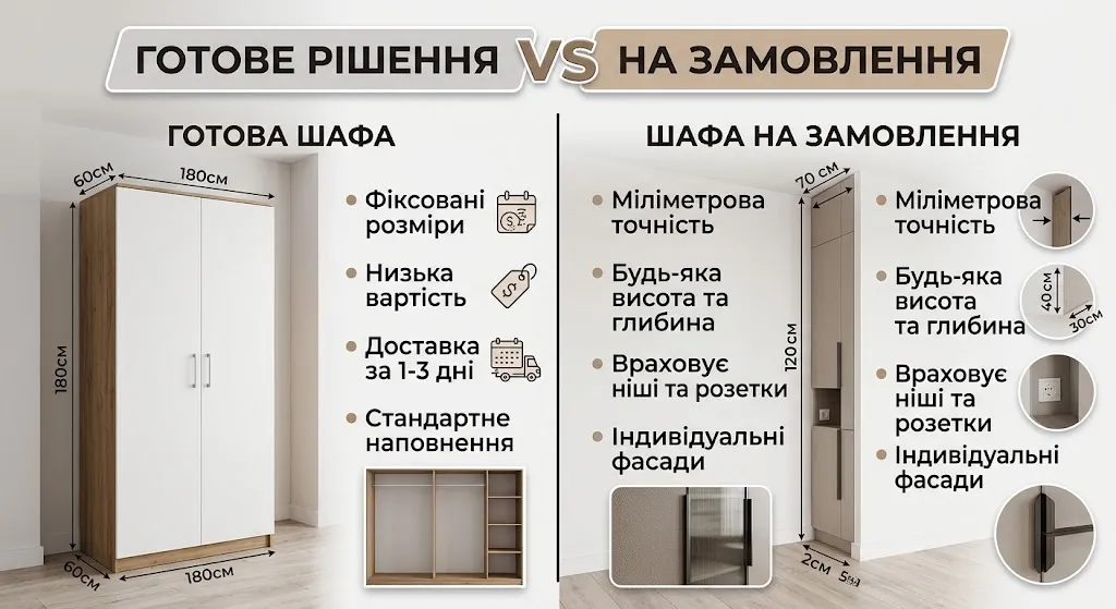 Готова шафа-купе чи на замовлення