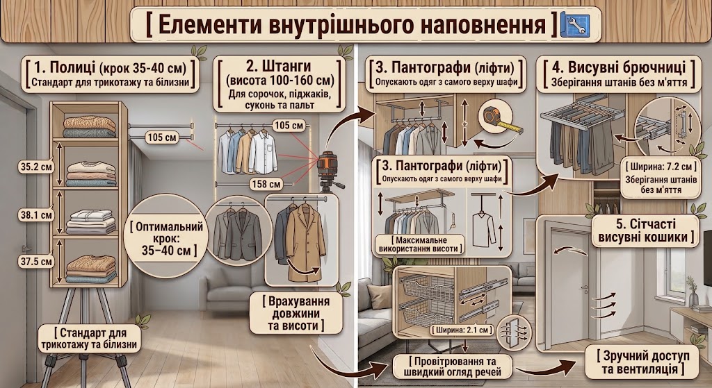  внутрішнє наповнення шафи купе